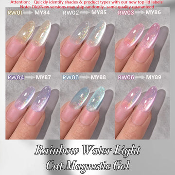 Qfdian 10ml Rainbow Purple Water Light Cat Magnetic Gel Nail Polish Shining Super Sliver-light Holographics Soak Off UV Gel